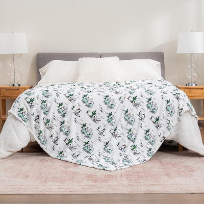 Berkshire Blanket Peanuts® VelvetLoft® Cute Character Snoopy Plush Blanket,Snoopy Desert Travel White,Twin 60 in x 90 in (Official Peanuts® Product)