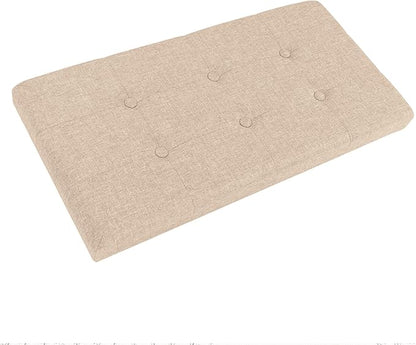 Folding Storage Ottoman - 30-Inch Tufted Footrest, Linen Chest, or Bench with Removable Bin for Living Room, Bedroom, or Dorm by Lavish Home (Beige)