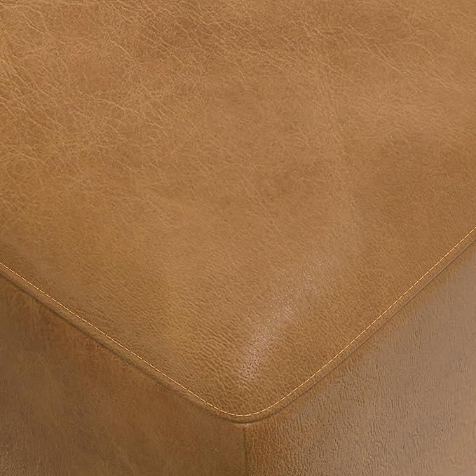 SIMPLIHOME Rex Ottoman in Full-Grain Genuine Leather, Sienna, 34-inches Wide, Modern-Style Table Ottoman or Footrest, Assembled, for Living Room and Family Room