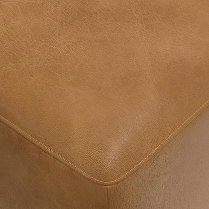 SIMPLIHOME Rex Ottoman in Full-Grain Genuine Leather, Sienna, 34-inches Wide, Modern-Style Table Ottoman or Footrest, Assembled, for Living Room and Family Room