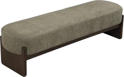 Christopher Knight Home Arden Minimalist Loop Yarn Fabric Dining Bench, Wooden Entryway Ottoman Bench, Modern Living Room Sofa Ottoman Footrest, Bedroom End of Bed Bench, Dark Green+Brown