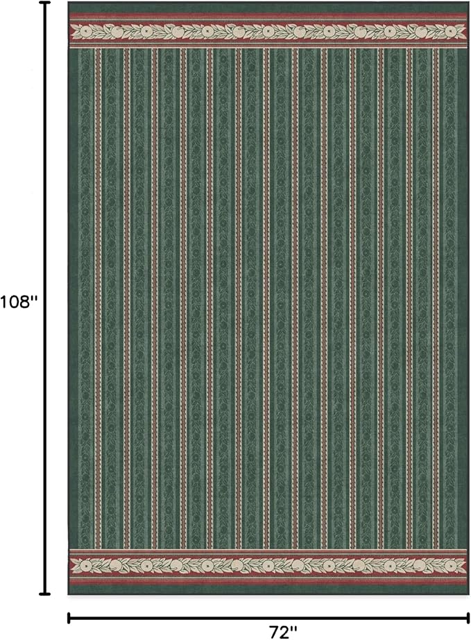 RUGGABLE x Morris & Co Machine Washable Christmas Area Rug– Fruit Stripe Spruce Green 6x9, Stain-Resistant, Non-Slip–Medium Rugs for Living Room, Bedroom, Hallway, Entryway & Office–with Standard Pad