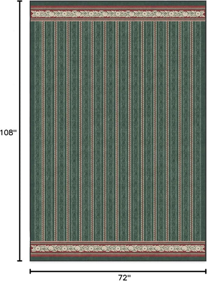 RUGGABLE x Morris & Co Machine Washable Christmas Area Rug– Fruit Stripe Spruce Green 6x9, Stain-Resistant, Non-Slip–Medium Rugs for Living Room, Bedroom, Hallway, Entryway & Office–with Standard Pad