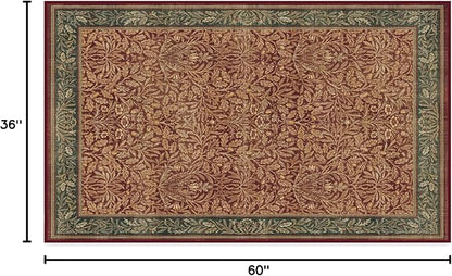 RUGGABLE x Morris & Co Machine Washable Christmas Area Rug – Acorn Amber Red 3x5, Stain-Resistant, Non-Slip – Small Rugs for Living Room, Bedroom, Hallway, Entryway & Office–with Standard Pad