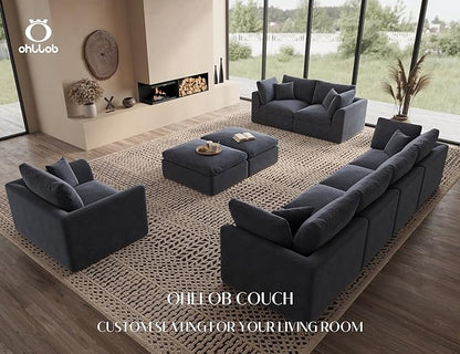 48.6" Single Sofa, Small Boneless Couches for Living Room, Cloud Couch for Bedroom, Office, Grey