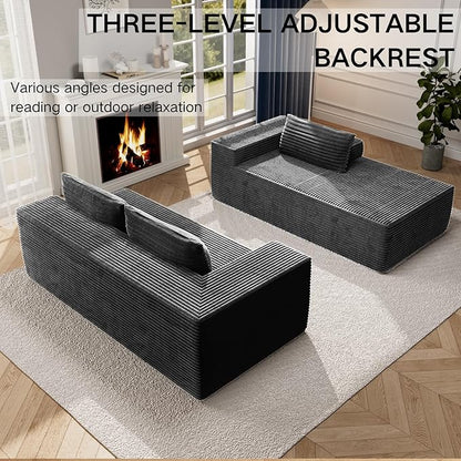 105.5" Modular Sectional Sofa L-Shape, Modular Cloud Sofa with Deep Seat for Living Room Bedroom, Upholstered Couches No Assembly Required (Gray Left Facing Chaise)