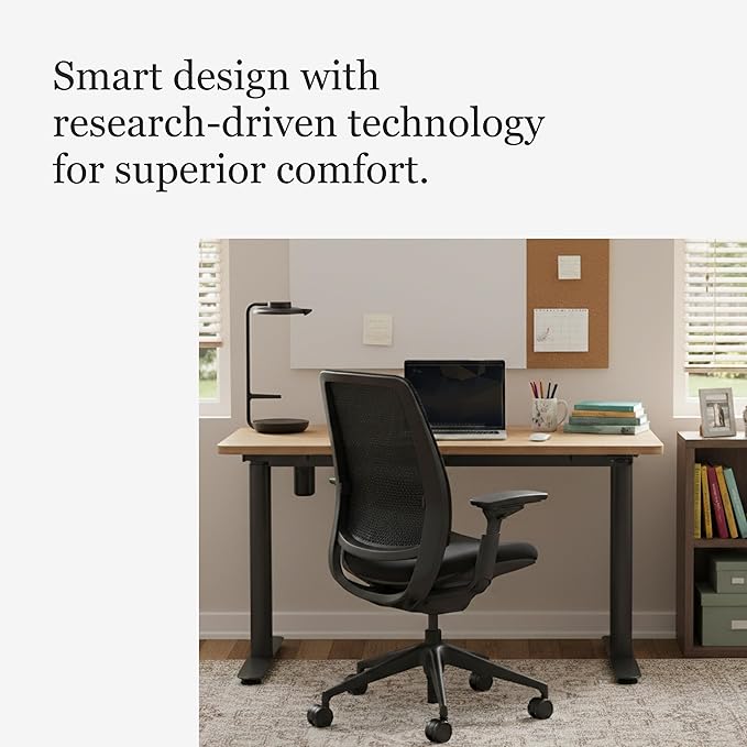 Steelcase Series 2 Office Chair - Ergonomic Work Chair with Wheels for Carpet - with Back Support, Weight-Activated Adjustment & Arm Support - Adjustable Rolling Chairs for Desk - Licorice