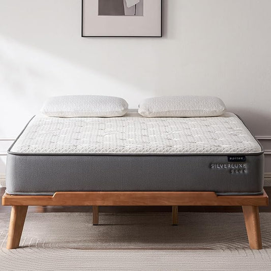 EPITEX Silverluxe Plus Queen Mattress, 10 Inch Gel Memory Foam Queen Size Mattress in a Box, Individual Pocket Spring for Low Motion Transfer, Medium Firm Mattress, Gray