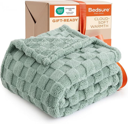 Bedsure GentleSoft Sage Green Throw Blanket for Couch - Super Soft Cozy Blankets Gifts for Women Men Girls, Cute Small Fleece Throws for Bedroom Home Decor, 50x70 Inches