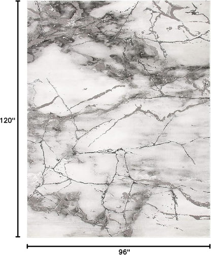 SAFAVIEH Craft Collection Area Rug - 8' x 10', Grey & Silver, Modern Abstract Design, Non-Shedding & Easy Care, Ideal for High Traffic Areas in Living Room, Bedroom (CFT877G)