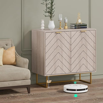 Scurrty 31.5" Natural Sideboard Buffet Cabinet, Cabinet with Doors & Adjustable Shelf for Living Room & Kitchen, Log Color