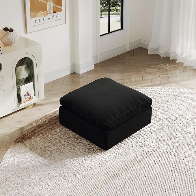 Oversize Cloud Modular Sectional Sofa,Chaise Down Filled Comfort Sofa Detachable Couch Cushion Covers for Living Room Apartment,Black