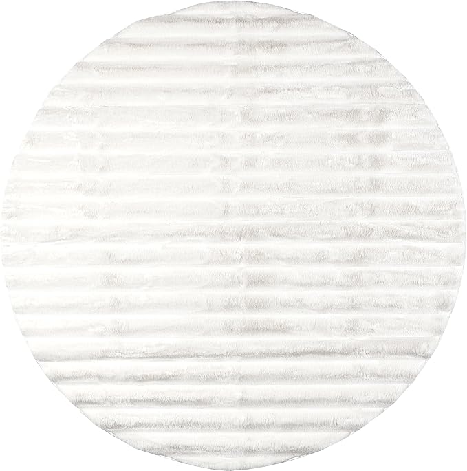 nuLOOM 5' Round Cozy Plush Area Rug, Machine Washable, Non-Slip, Soft Fluffy Shag Carpet for Living Room Bedroom Kids Room Nursery Home Decor, Kai Off-White