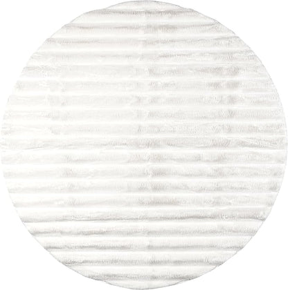 nuLOOM 5' Round Cozy Plush Area Rug, Machine Washable, Non-Slip, Soft Fluffy Shag Carpet for Living Room Bedroom Kids Room Nursery Home Decor, Kai Off-White