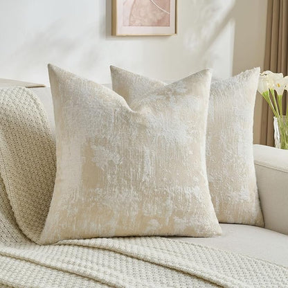 FUTEI Yellow White Decorative Throw Pillow Covers 20x20 Inch Set of 2,Soft Faux Cashmere Jacquard - Textured & Cozy Cushion Case,Modern Home Decor for Couch Bed Living Room