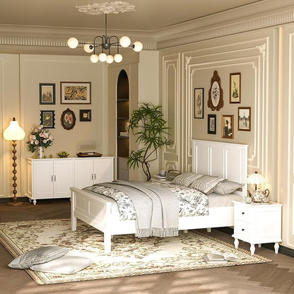 Scurrty Antique Style Wood Headboard Queen Size, Modern Headboard with Vintage Wood Frame, Bedroom Furniture (White)