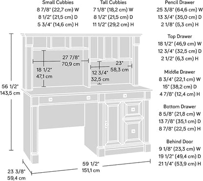Sauder Palladia Computer Desk with Hutch, Home Office Desk with Drawers, File Cabinet Storage Drawer, Cable Management, Keyboard Tray, in Split Oak Finish