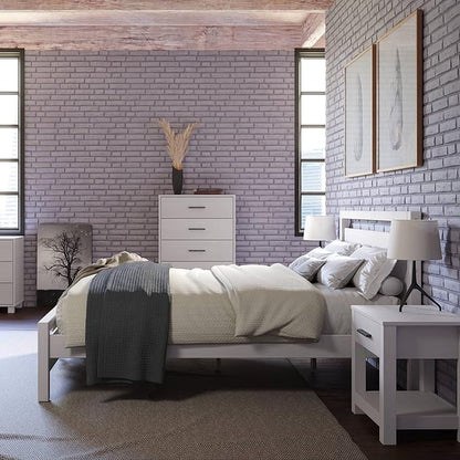 Grain Wood Furniture Loft King Size Solid Wood Bed with a Brushed White Finish