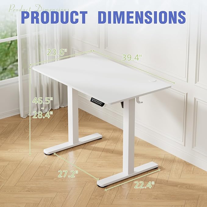 Homall Height Adjustable Electric Standing Desk, Memory Stand up Desk with Headphone Hook, Home Office Desks with Splice Board