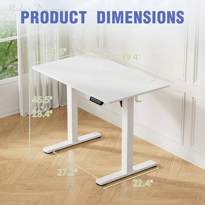 Homall Height Adjustable Electric Standing Desk, Memory Stand up Desk with Headphone Hook, Home Office Desks with Splice Board