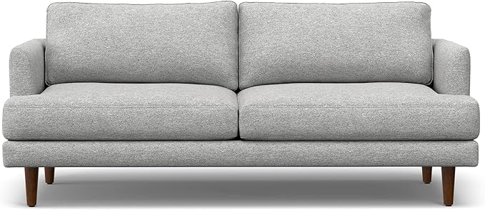 SIMPLIHOME Livingston 76-inch Wide Sofa in Mist Grey Woven-Blend Fabric, Handcrafted Loveseat Couch for Living Room or Family Room, Mid-Century Modern Style, Solid Wood Frame