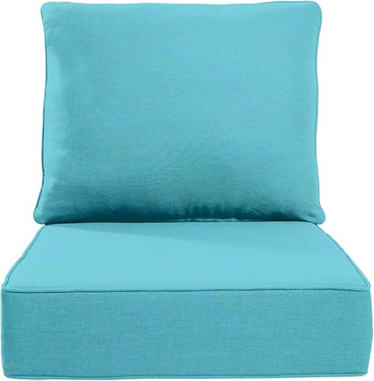 Luxury 22x24/22x25 6-Inch Outdoor Cushions - Water Resistant 1 Set Zippered Patio Chair Cushion for Wicker Dining Rocking Swivel Chairs Loveseat Couch Sectional Sofa - Turquoise