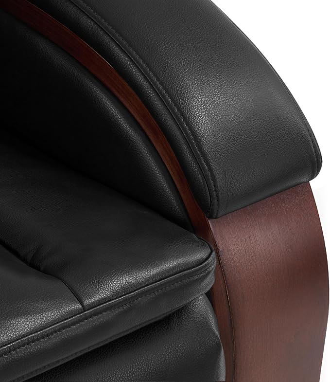 MCombo Power Lift Recliner Chair Sofa with Massage and Heat, Adjustable Headrest for Elderly People, Solid Wood Armrest, USB Ports, Side Pockets, Faux Leather 7917 (Black, Medium)