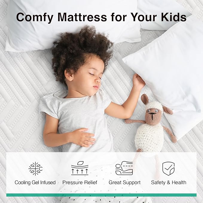 Novilla Twin XL Mattress, Cooling Gel Memory Foam Mattress 8 inch for Pressure Relief, Enhanced Support & Plush Comfort, Grey & White
