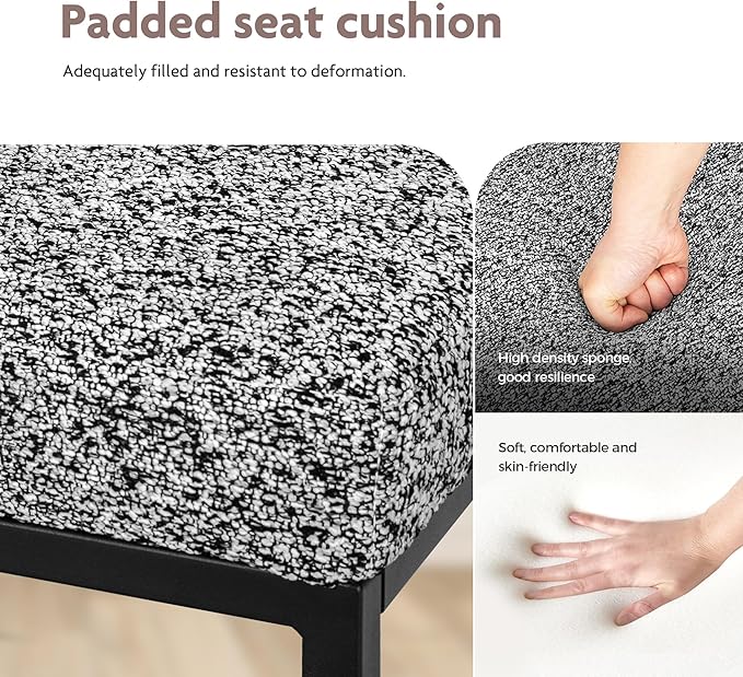 ALPHA HOME 24" Bar Stools Set of 2 Kitchen Counter Stools with Back, Counter Height Stools with Upholstered Footrest for Kitchen Island, Metal Steel Frame, Chenille, Gray