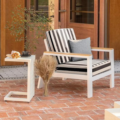 Outdoor Seat Cushions Set for Patio Furniture Deep Seating Patio Cushion Set Weather-Resistant Thick Cushions 25.6" W x 25.6" D x 5”T,Black Stripes