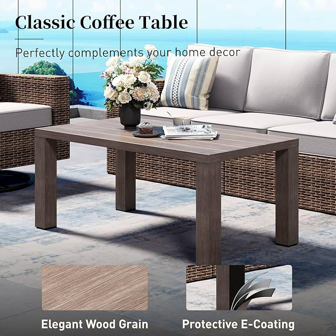 Swivel Glider 6 Piece Outdoor Furniture Set with Swivel Chairs, Wicker Patio Furniture with 4.92" Wide Armrest, 26.3" Deep Seating and 5.5" Thick Cushions, Grey