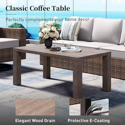 Swivel Glider 6 Piece Outdoor Furniture Set with Swivel Chairs, Wicker Patio Furniture with 4.92" Wide Armrest, 26.3" Deep Seating and 5.5" Thick Cushions, Grey