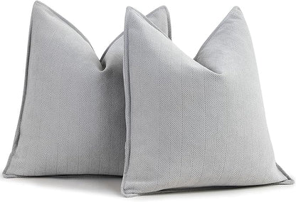 ZWJD Light Gray Pillow Covers 26x26 Set of 2 Chenille Throw Pillow Covers with Elegant Design Soft and Luxurious Decorative Throw Pillows for Couch, Bed, and Home Decor