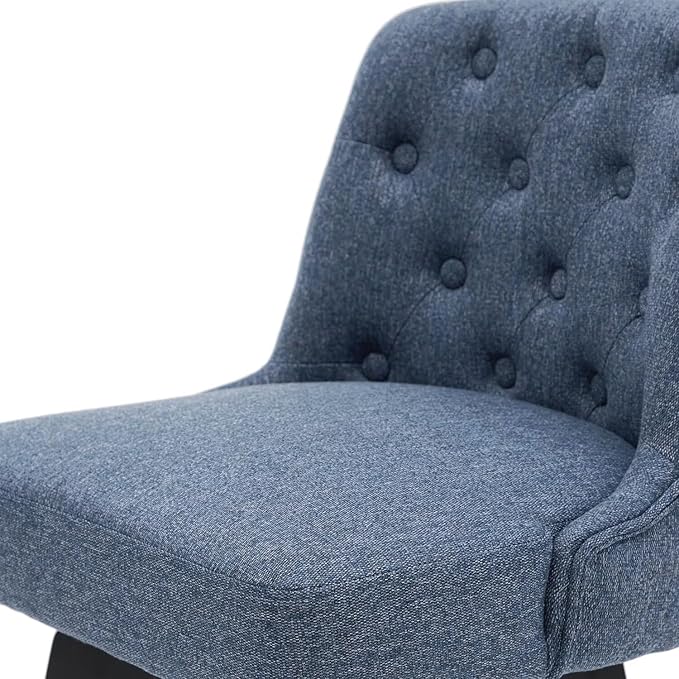 MINCETA Bar Stool, 30 Inch Upholstered Barstool with Low Tufted Back and Footrest, Swivel Counter Height Barstool for Kitchen Island Home Bar Performance Fabric Navy Blue