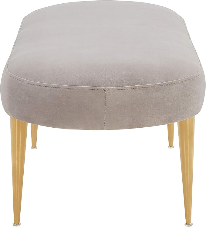 SAFAVIEH Couture Collection Corinne Pale Taupe Velvet and Gold Oval Bench