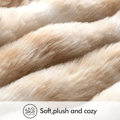 MIULEE Faux Fur Pillow Covers Thick Soft Plush Lumbar Throw Pillows Luxury Home Decor for Couch Bed Bedroom Living Room Sofa,12x20 Inch Pack of 2 White-Beige