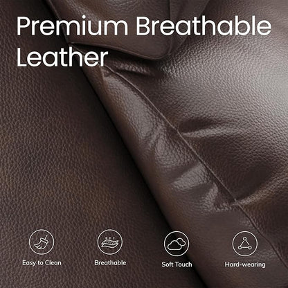 COLAMY Triple Motors Power Recliner Chair with Power Headrest & Lumbar Support Independent Adjustment for Living Room, Leather Electric Recliner Sofa Chair, Dark Brown