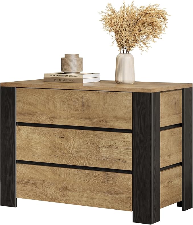 Tribesigns 36" Wide Nightstand, Oversized Night Stand with 3 Drawers, Extra Large Nightstand Bedside Table for Bedroom, Farmhouse Side End Table with Storage, Natural