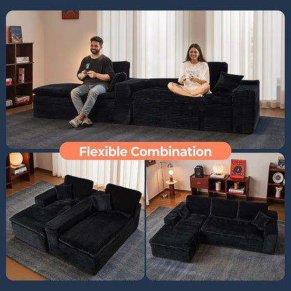 106" Oversized Couch Sofa, L Shape Couches for Living Room, No Assembly Required Corduroy Sectional Sofas with Left Facing Chaise for Home Apartment