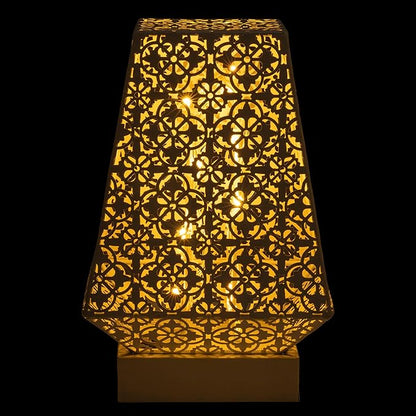 Alpine Corporation LGB104M-WT 10" Tall Tabletop Lamp with Chain Style Filament LED Lights