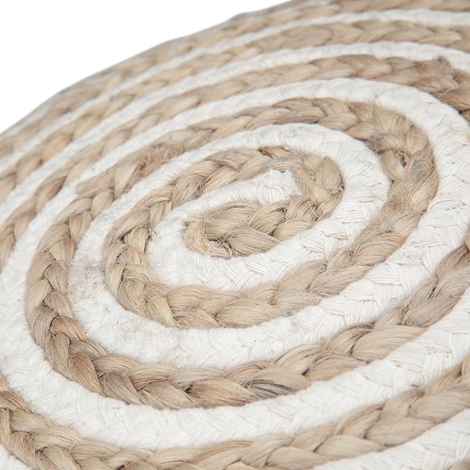 SIMPLIHOME Yolanda Boho Round Pouf in Natural Jute for the Living Room, Bedroom and Kids Room