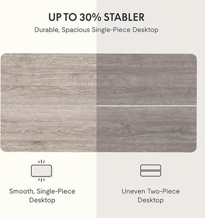FLEXISPOT EN1 One-Piece Standing Desk 48 x 24 Inches Height Adjustable Electric Desk (Silver Frame + Grey Wood Grain Top, 2 Packages)
