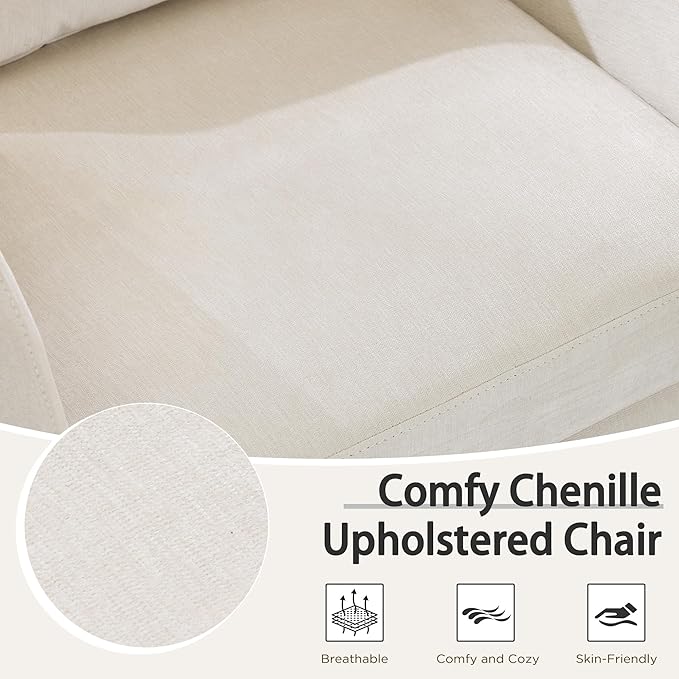 MELLCOM Swivel Accent Chair with Hidden Storage Set of 2, Comfy Chenille Fabric Upholstered Leisure Armchair with Lumbar Pillow and Side Pocket for Living Room Bedroom Reception Room and Office