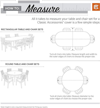 Classic Accessories Terrazzo Water-Resistant 94 Inch Round Patio Table & Chair Set Cover, Outdoor Table Cover