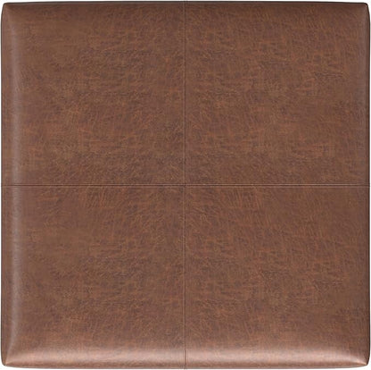 SIMPLIHOME Gabbie 36 inch Wide Contemporary Square Square Coffee Table Storage Ottoman in Distressed Saddle Brown Vegan Faux Leather, Assembled, for The Living Room, Entryway and Family Room