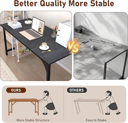 StarGraph Home Office Desks 47 Inch Large Office Desk with Sturdy Metal Frame Modern Computer Desk Gaming Study Writing Work from Home Desks, Black