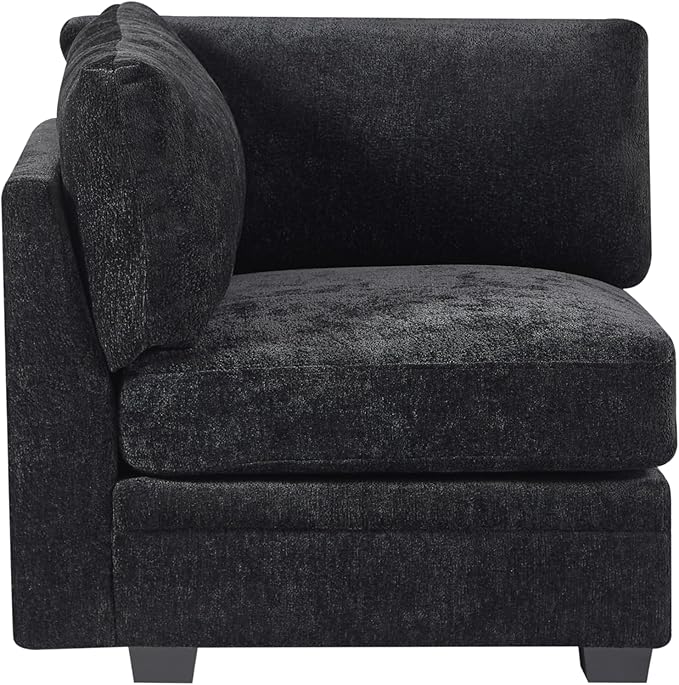 Christopher Knight Home Zery 7-Piece U-Shape Lounge Sofa Couch with Ottomans, Modern Modular Sectional Sofa Set with Pillow Back for Living Room, Chenille Upholstered Cloud Couch with Deep Seat,Black