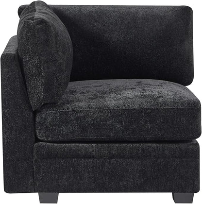 Christopher Knight Home Zery 7-Piece U-Shape Lounge Sofa Couch with Ottomans, Modern Modular Sectional Sofa Set with Pillow Back for Living Room, Chenille Upholstered Cloud Couch with Deep Seat,Black