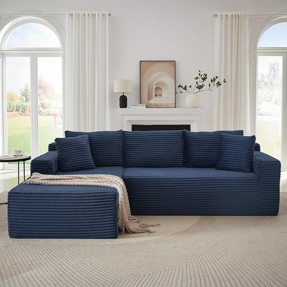 105" Sectional Couches for Living Room Cloud Couch Sofa with L-Shape Upholstered Boneless Couchs Modern Modular Sectional Couch with Chaise (Blue, 105''W Left Facing Chaise)