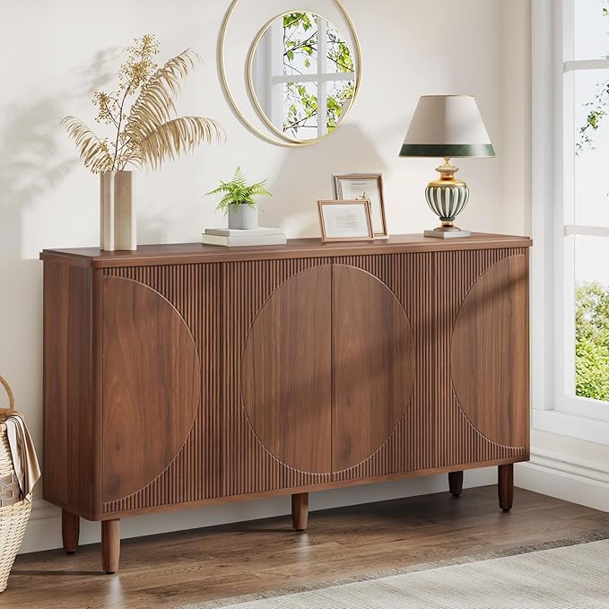 Tribesigns Buffet Cabinet Sideboard with Storage, Modern Storage Cabinet Sideboard Buffet Table with Doors for Living Room Kitchen Dining Room (Brown)